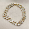 Oro Laminado Tennis Bracelet, Gold Filled Style Miami Cuban Design, with White Cubic Zirconia, Polished, Golden Finish, 03.284.0067.07 (Thickness, 8 Inches Length)