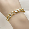 Oro Laminado Tennis Bracelet, Gold Filled Style Miami Cuban Design, with White Micro Pave, Polished, Golden Finish, 03.284.0068.07 (Thickness, 8 Inches Length)