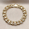 Oro Laminado Tennis Bracelet, Gold Filled Style Miami Cuban Design, with White Micro Pave, Polished, Golden Finish, 03.284.0068.07 (Thickness, 8 Inches Length)