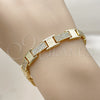 Oro Laminado Tennis Bracelet, Gold Filled Style Belt Buckle Design, with White Cubic Zirconia, Polished, Golden Finish, 03.284.0069.07 (Thickness, 8 Inches Length)