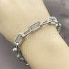 Rhodium Gold Filled Fancy Bracelet, Paperclip Design, with White Micro Pave, Polished, Rhodium Finish, 03.284.0070.1.08 (Thickness, 8 Inches Length)