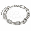 Rhodium Gold Filled Fancy Bracelet, Paperclip Design, with White Micro Pave, Polished, Rhodium Finish, 03.284.0070.1.08 (Thickness, 8 Inches Length)