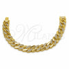 Oro Laminado Tennis Bracelet, Gold Filled Style Miami Cuban Design, with White Micro Pave, Polished, Golden Finish, 03.284.0071.07 (Thickness, 7 Inches Length)
