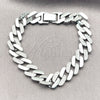 Rhodium Gold Filled Tennis Bracelet, Miami Cuban Design, with White Micro Pave, Polished, Rhodium Finish, 03.284.0071.1.07 (Thickness, 7 Inches Length)