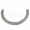 Rhodium Gold Filled Tennis Bracelet, Miami Cuban Design, with White Micro Pave, Polished, Rhodium Finish, 03.284.0071.1.07 (Thickness, 7 Inches Length)