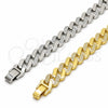 Rhodium Gold Filled Tennis Bracelet, Miami Cuban Design, with White Micro Pave, Polished, Rhodium Finish, 03.284.0071.1.07 (Thickness, 7 Inches Length)
