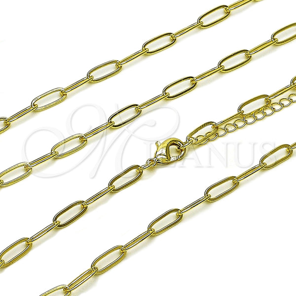 Oro Laminado Basic Necklace, Gold Filled Style Paperclip Design, Polished, Golden Finish, 04.63.1395.16 (04 MM Thickness, 16 Inches Length)