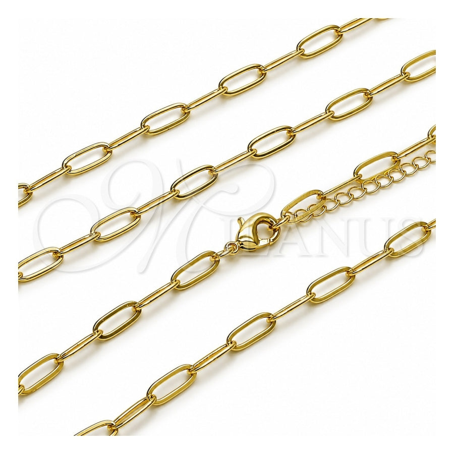 Oro Laminado Basic Necklace, Gold Filled Style Paperclip Design, Polished, Golden Finish, 04.63.1395.16 (04 MM Thickness, 16 Inches Length)
