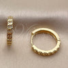 Oro Laminado Huggie Hoop, Gold Filled Style with White Micro Pave, Polished, Golden Finish, 02.267.0122.1.20