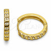 Oro Laminado Huggie Hoop, Gold Filled Style with White Micro Pave, Polished, Golden Finish, 02.267.0122.1.20