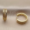 Oro Laminado Huggie Hoop, Gold Filled Style Arrow Design, with White Cubic Zirconia, Polished, Golden Finish, 02.267.0123.18