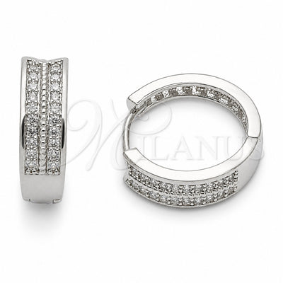 Rhodium Gold Filled Huggie Hoop, Arrow Design, with White Cubic Zirconia, Polished, Rhodium Finish for wholesale, main product view