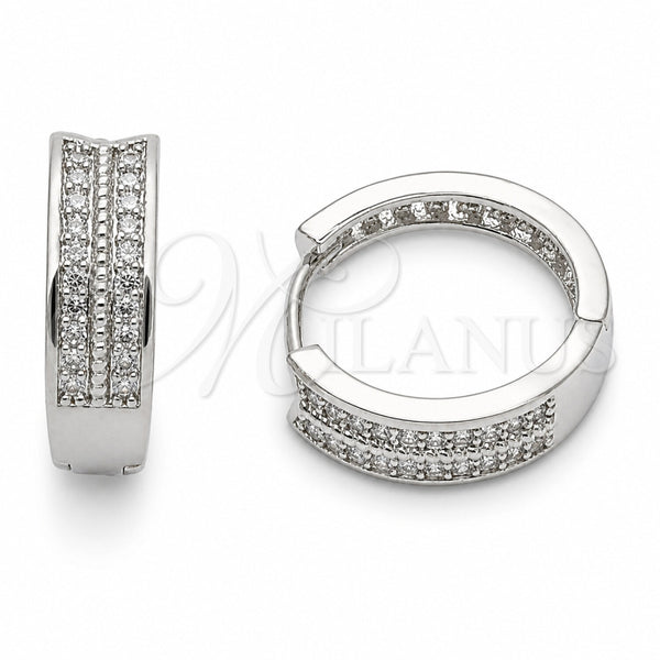 Rhodium Gold Filled Huggie Hoop, Arrow Design, with White Cubic Zirconia, Polished, Rhodium Finish, 02.267.0123.1.18