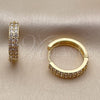 Oro Laminado Huggie Hoop, Gold Filled Style with White Cubic Zirconia, Polished, Golden Finish, 02.267.0124.18