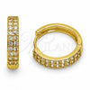 Oro Laminado Huggie Hoop, Gold Filled Style with White Cubic Zirconia, Polished, Golden Finish, 02.267.0124.18