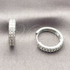 Rhodium Gold Filled Huggie Hoop, with White Cubic Zirconia, Polished, Rhodium Finish, 02.267.0124.1.18