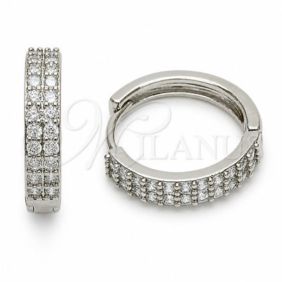 Rhodium Gold Filled Huggie Hoop, with White Cubic Zirconia, Polished, Rhodium Finish, 02.267.0124.1.18 for wholesale, main product view