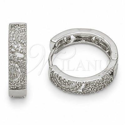 Rhodium Gold Filled Huggie Hoop, with White Cubic Zirconia, Polished, Rhodium Finish, 02.267.0125.1.18