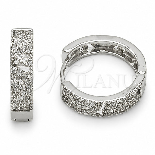 Rhodium Gold Filled Huggie Hoop, with White Cubic Zirconia, Polished, Rhodium Finish, 02.267.0125.1.18