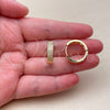 Oro Laminado Huggie Hoop, Gold Filled Style Heart Design, with White Cubic Zirconia, Polished, Golden Finish, 02.267.0126.20
