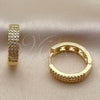 Oro Laminado Huggie Hoop, Gold Filled Style Heart Design, with White Cubic Zirconia, Polished, Golden Finish, 02.267.0126.20