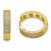 Oro Laminado Huggie Hoop, Gold Filled Style Heart Design, with White Cubic Zirconia, Polished, Golden Finish, 02.267.0126.20
