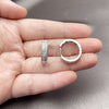 Rhodium Gold Filled Huggie Hoop, Heart Design, with White Cubic Zirconia, Polished, Rhodium Finish, 02.267.0126.1.20