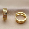Oro Laminado Huggie Hoop, Gold Filled Style with White Cubic Zirconia, Polished, Golden Finish, 02.267.0127.18