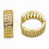 Oro Laminado Huggie Hoop, Gold Filled Style with White Cubic Zirconia, Polished, Golden Finish, 02.267.0127.18