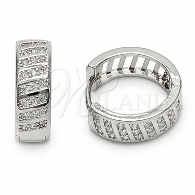 Rhodium Gold Filled Huggie Hoop, with White Cubic Zirconia, Polished, Rhodium Finish, 02.267.0127.1.18 for wholesale, main product view