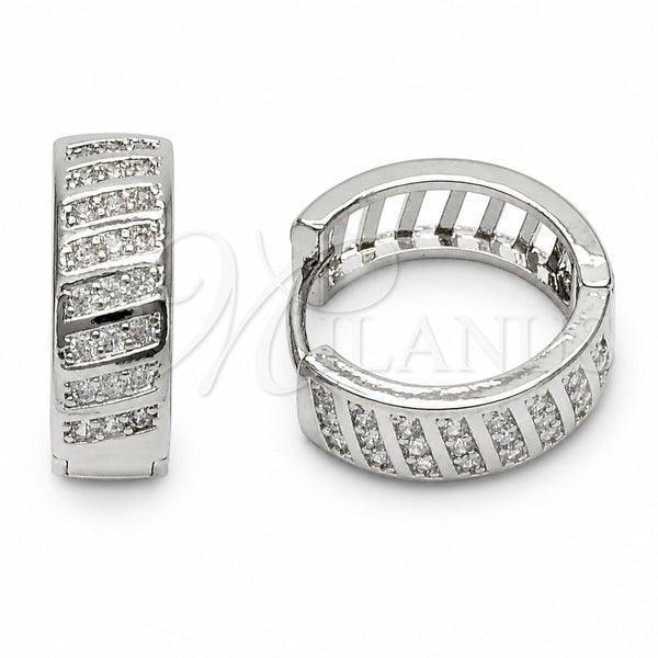 Rhodium Gold Filled Huggie Hoop, with White Cubic Zirconia, Polished, Rhodium Finish, 02.267.0127.1.18