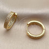 Oro Laminado Huggie Hoop, Gold Filled Style with White Cubic Zirconia, Polished, Golden Finish, 02.267.0128.18