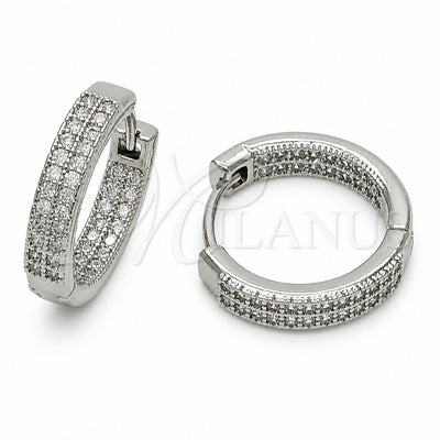 Rhodium Gold Filled Huggie Hoop, with White Cubic Zirconia, Polished, Rhodium Finish, 02.267.0128.1.18