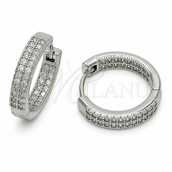 Rhodium Gold Filled Huggie Hoop, with White Cubic Zirconia, Polished, Rhodium Finish, 02.267.0128.1.18