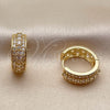 Oro Laminado Huggie Hoop, Gold Filled Style with White Cubic Zirconia, Polished, Golden Finish, 02.267.0129.18