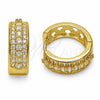 Oro Laminado Huggie Hoop, Gold Filled Style with White Cubic Zirconia, Polished, Golden Finish, 02.267.0129.18