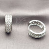 Rhodium Gold Filled Huggie Hoop, with White Cubic Zirconia, Polished, Rhodium Finish, 02.267.0129.1.18