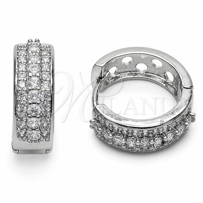 Rhodium Gold Filled Huggie Hoop, with White Cubic Zirconia, Polished, Rhodium Finish, 02.267.0129.1.18
