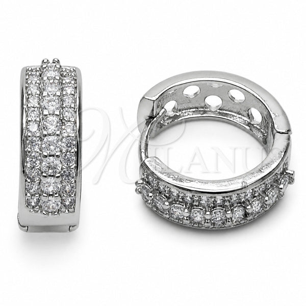 Rhodium Gold Filled Huggie Hoop, with White Cubic Zirconia, Polished, Rhodium Finish, 02.267.0129.1.18