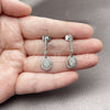 Rhodium Gold Filled Long Earring, with White Cubic Zirconia, Polished, Rhodium Finish, 02.267.0131