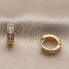 Oro Laminado Huggie Hoop, Gold Filled Style Teardrop Design, with White Cubic Zirconia, Polished, Golden Finish, 02.267.0132.12