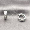 Rhodium Gold Filled Huggie Hoop, Teardrop Design, with White Cubic Zirconia, Polished, Rhodium Finish, 02.267.0132.1.12