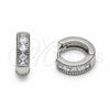 Rhodium Gold Filled Huggie Hoop, Teardrop Design, with White Cubic Zirconia, Polished, Rhodium Finish, 02.267.0132.1.12