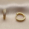 Oro Laminado Huggie Hoop, Gold Filled Style with White Cubic Zirconia, Polished, Golden Finish, 02.267.0133.12