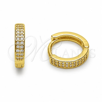 Oro Laminado Huggie Hoop, Gold Filled Style with White Cubic Zirconia, Polished, Golden Finish, 02.267.0133.12