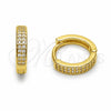Oro Laminado Huggie Hoop, Gold Filled Style with White Cubic Zirconia, Polished, Golden Finish, 02.267.0133.12