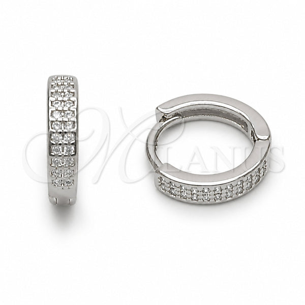 Oro Laminado Huggie Hoop, Gold Filled Style with White Cubic Zirconia, Polished, Golden Finish, 02.267.0133.1.12