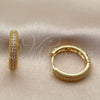 Oro Laminado Huggie Hoop, Gold Filled Style with White Cubic Zirconia, Polished, Golden Finish, 02.267.0134.20