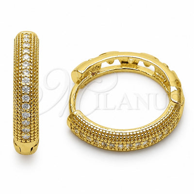 Oro Laminado Huggie Hoop, Gold Filled Style with White Cubic Zirconia, Polished, Golden Finish, 02.267.0134.20