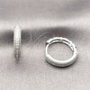 Rhodium Gold Filled Huggie Hoop, with White Cubic Zirconia, Polished, Rhodium Finish, 02.267.0134.1.20